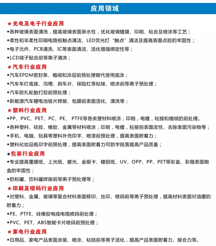 等離子表面處理機應用領域 等離子表面處理機應用領域